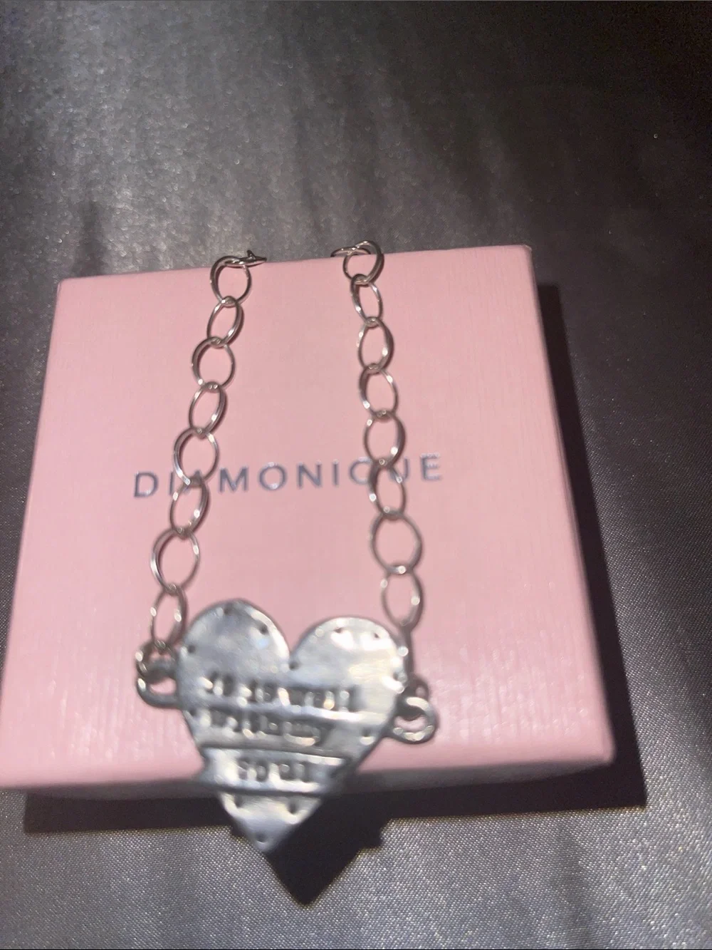 Silver Heart Link Bracelet with Inspirational Engraving